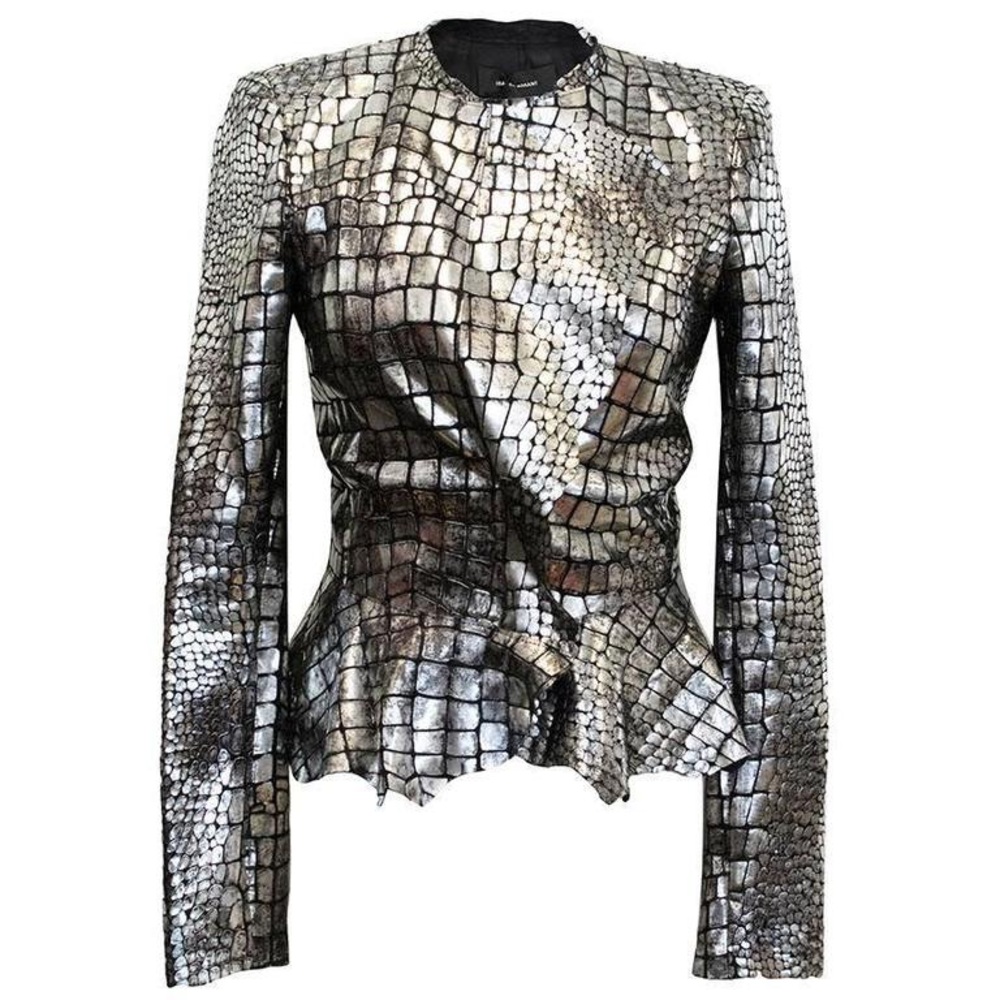 Isabel Marant Metallic Silver Leather Jacket